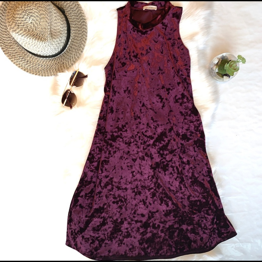 Red Wine Crushed Velvet Dress by I.JOAH women medium
